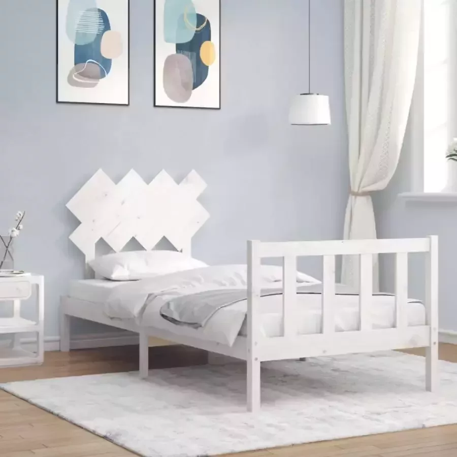 VidaXL Bedframe zonder matras massief grenenhout wit 90x200 cm - Foto 4