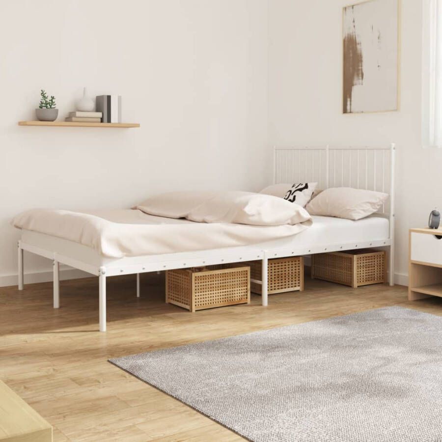 VidaXL Bedframe met hoofdbord staal wit 196x126x90 5 cm