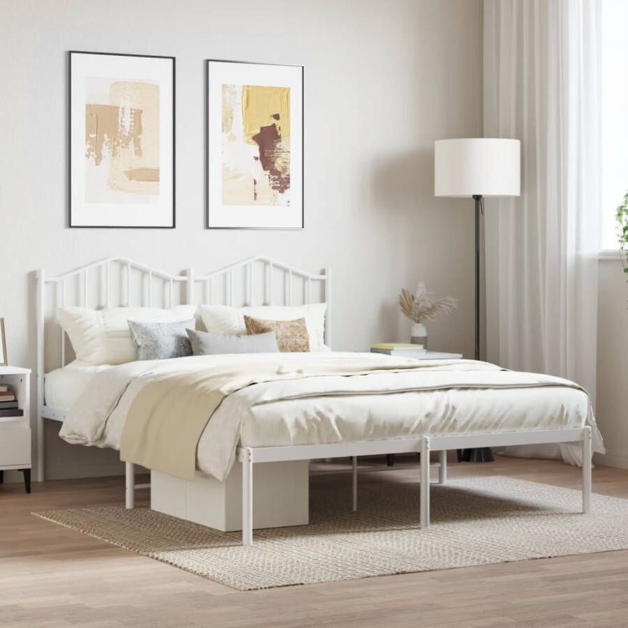 VidaXL Bedframe met hoofdeinde staal wit 208x158x90 5 cm - Foto 12