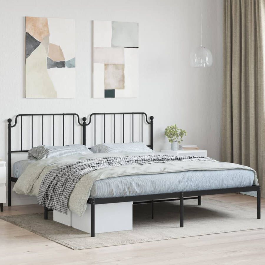 VidaXL -Bedframe-met-hoofdbord-metaal-zwart-160x200-cm - Foto 2