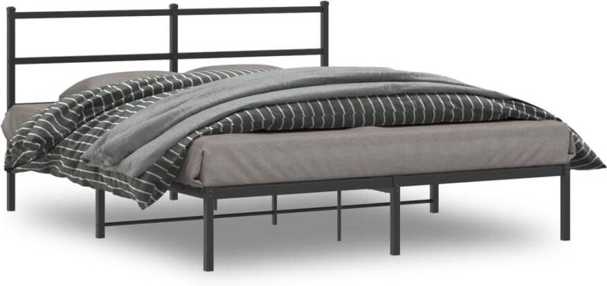 VidaXL -Bedframe-met-hoofdbord-metaal-zwart-160x200-cm - Foto 4