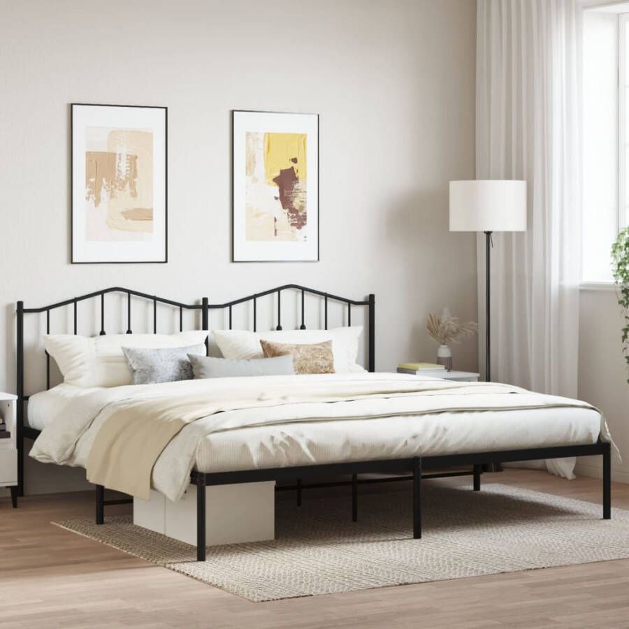 VidaXL -Bedframe-met-hoofdbord-metaal-zwart-200x200-cm - Foto 2