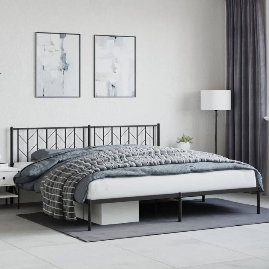 VidaXL -Bedframe-met-hoofdbord-metaal-zwart-200x200-cm - Foto 2