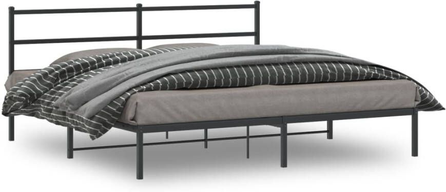 VidaXL -Bedframe-met-hoofdbord-metaal-zwart-200x200-cm - Foto 4