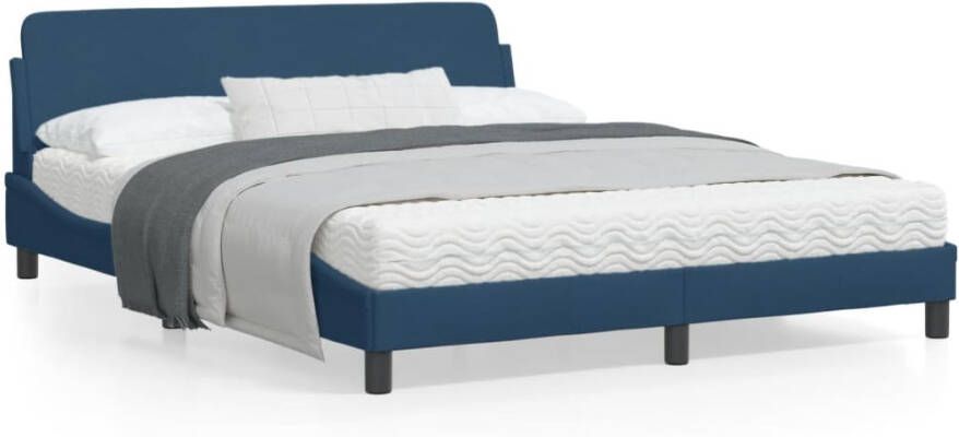 VidaXL Bedframe met hoofdeinde zonder matras 160x200 cm stof blauw - Foto 4