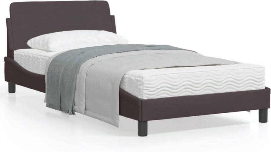 VidaXL -Bedframe-met-hoofdbord-stof-donkerbruin-100x200-cm - Foto 3