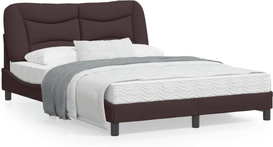 VidaXL -Bedframe-met-hoofdbord-stof-donkerbruin-140x200-cm - Foto 3