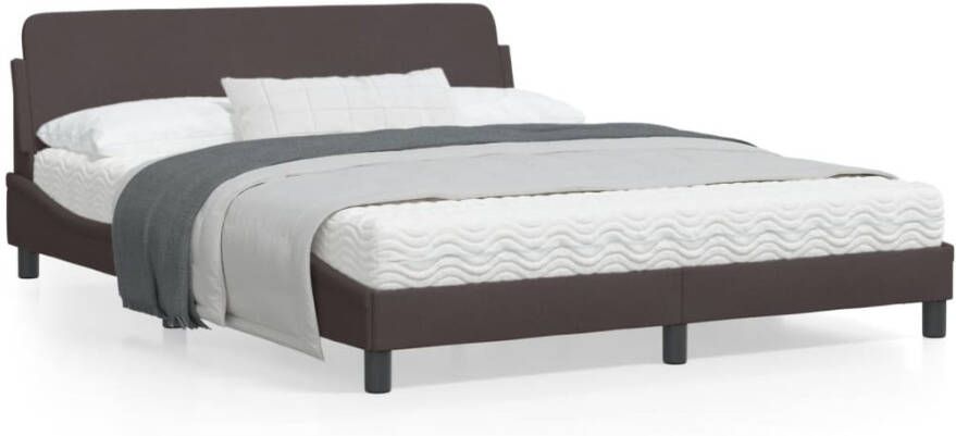 VidaXL -Bedframe-met-hoofdbord-stof-donkerbruin-160x200-cm - Foto 3