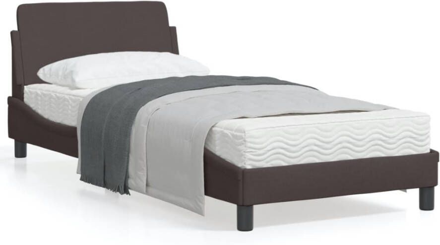 VidaXL -Bedframe-met-hoofdbord-stof-donkerbruin-80x200-cm - Foto 3