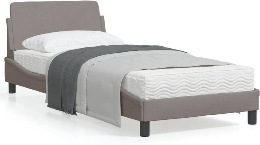 VidaXL Bedframe met hoofdeinde zonder matras 80x200 cm stof taupe - Foto 3
