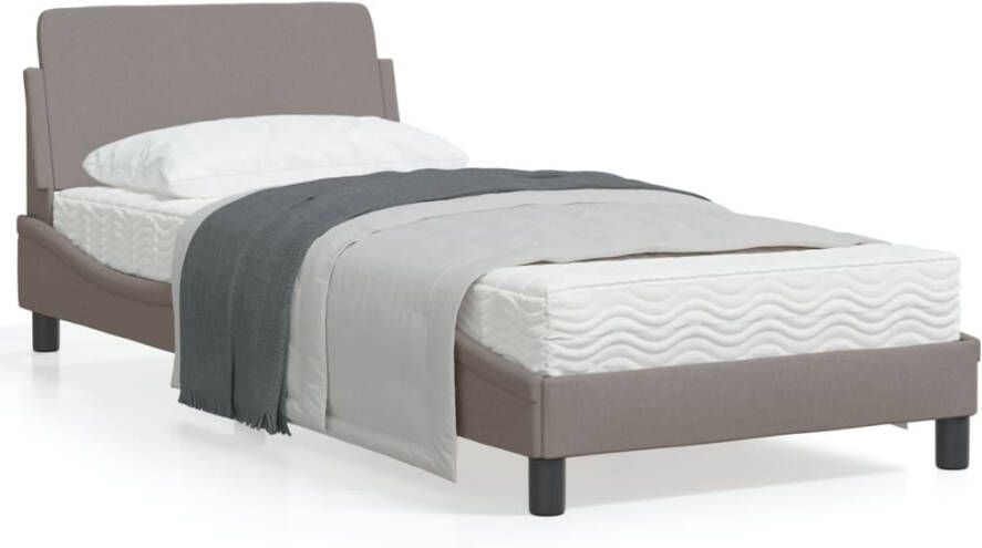 VidaXL Bedframe met hoofdeinde zonder matras 90x190 cm stof taupe - Foto 3