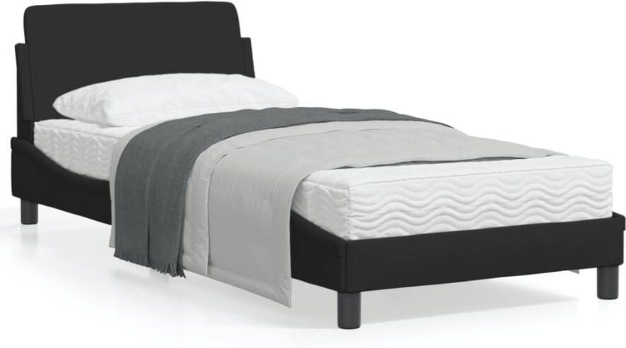 VIDAXL Bedframe met hoofdeinde zonder matras 80x200 cm stof zwart - Foto 3