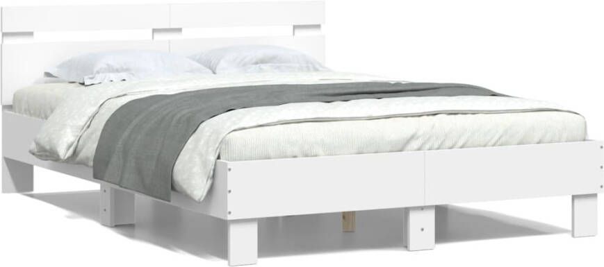 VidaXL -Bedframe-met-hoofdeinde-bewerkt-hout-wit-120x190-cm - Foto 4