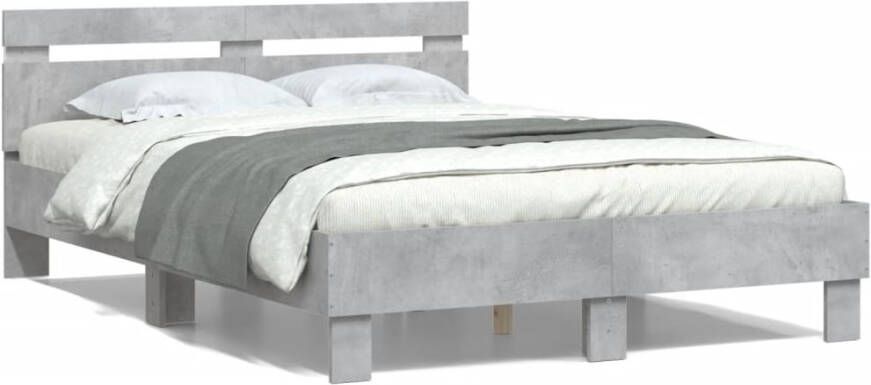 VidaXL -Bedframe-met-hoofdeinde-en-LED-betongrijs-120x190-cm