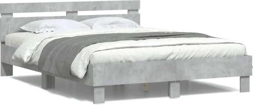 VidaXL -Bedframe-met-hoofdeinde-en-LED-betongrijs-150x200-cm - Foto 4
