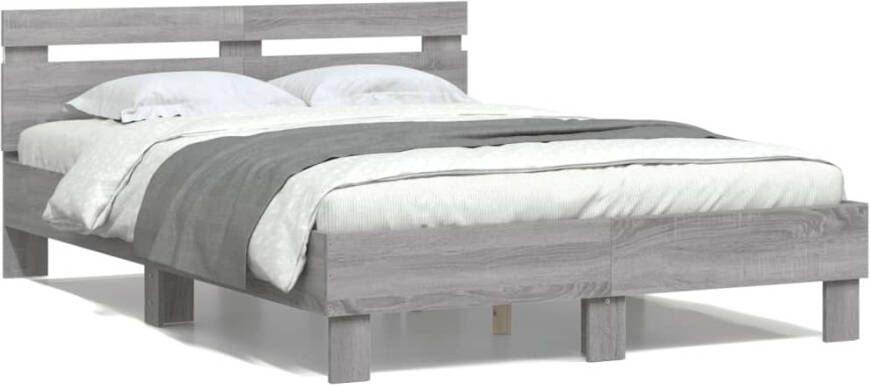 VidaXL -Bedframe-met-hoofdeinde-en-LED-grijs-sonoma-eiken-120x190-cm - Foto 3