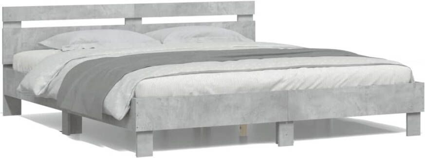 VidaXL -Bedframe-met-hoofdeinde-en-LED-licht-betongrijs-160x200-cm - Foto 4
