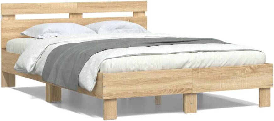 VidaXL -Bedframe-met-hoofdeinde-en-LED-sonoma-eikenkleurig-120x200-cm - Foto 4
