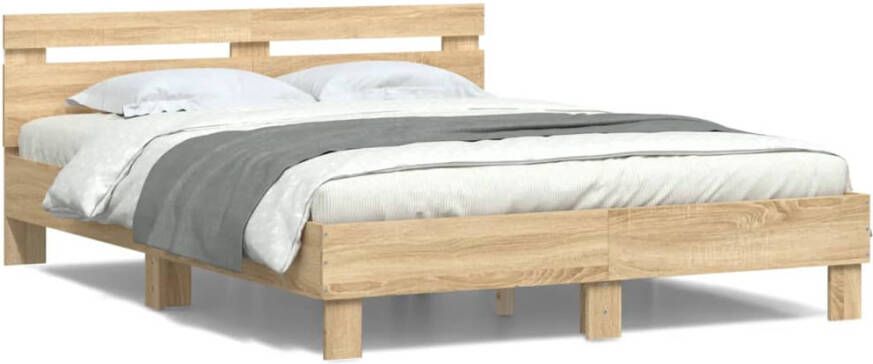 VidaXL -Bedframe-met-hoofdeinde-en-LED-sonoma-eikenkleurig-150x200-cm - Foto 4