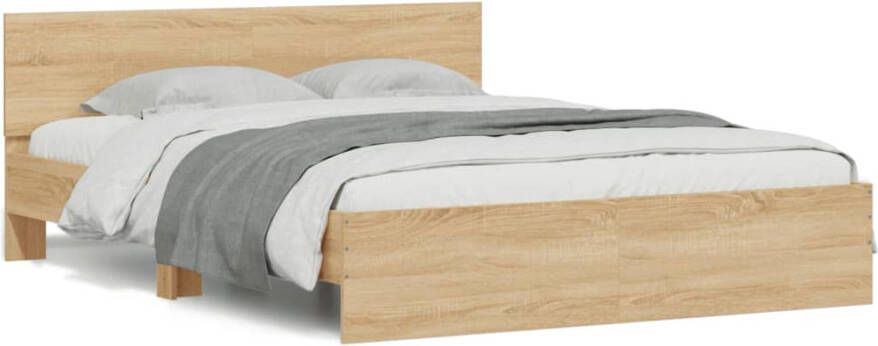 VidaXL -Bedframe-met-hoofdeinde-en-LED-sonoma-eikenkleurig-150x200-cm - Foto 4