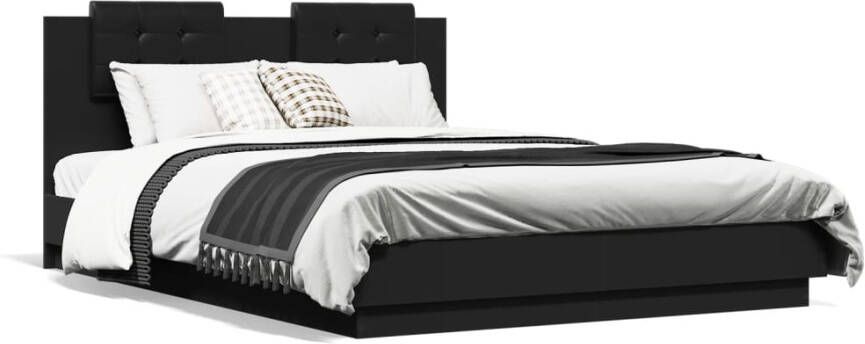 VidaXL -Bedframe-met-hoofdeinde-en-LED-verlichting-zwart-120x200-cm - Foto 4