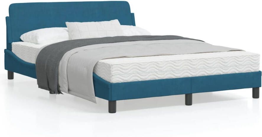 VidaXL Bedframe met hoofdeinde Dover fluweel blauw 120x200 cm - Foto 3