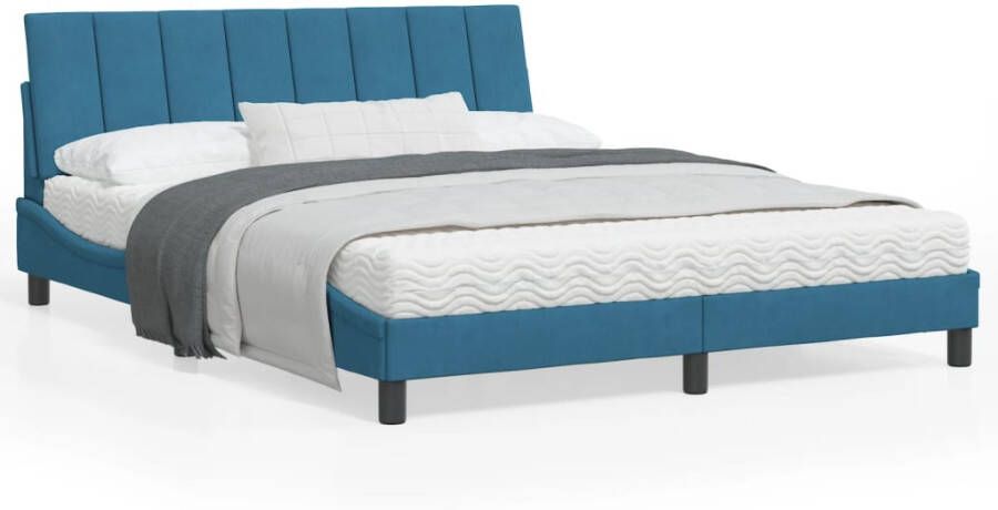 VidaXL Bedframe zonder matras Hanko fluweel blauw 160x200 cm