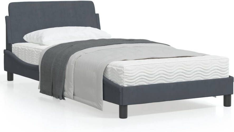 VidaXL -Bedframe-met-hoofdeinde-fluweel-donkergrijs-100x200-cm - Foto 4
