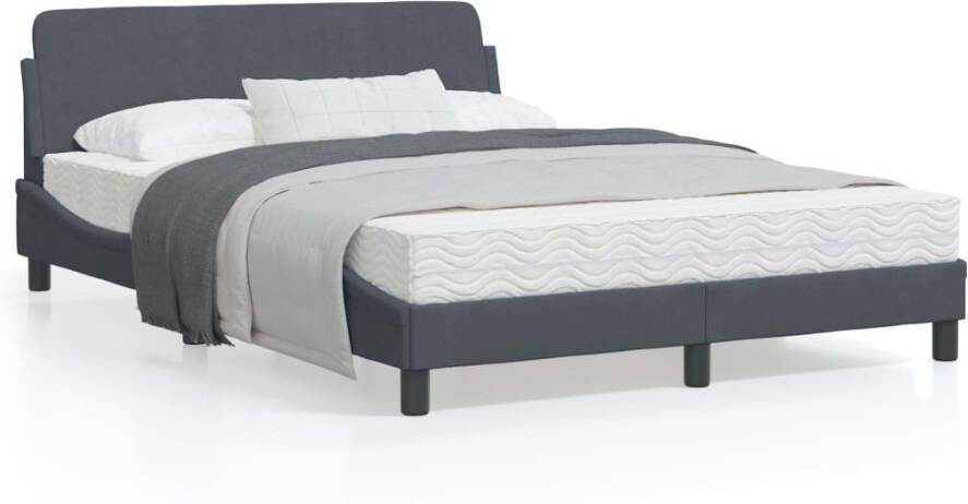 VidaXL -Bedframe-met-hoofdeinde-fluweel-donkergrijs-140x200-cm - Foto 3