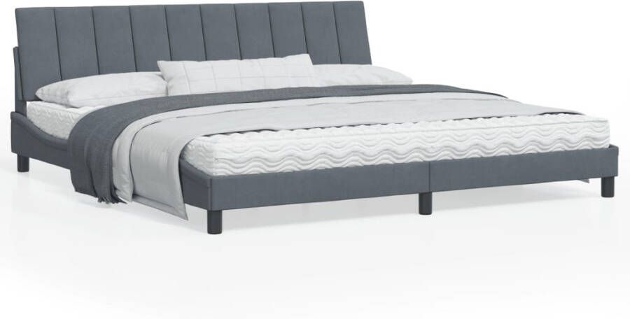 VidaXL Bedframe zonder matras Hanko 200x200 cm fluweel donkergrijs