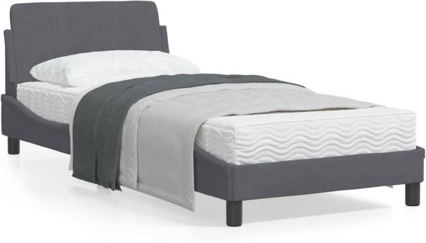 VidaXL -Bedframe-met-hoofdeinde-fluweel-donkergrijs-80x200-cm - Foto 5