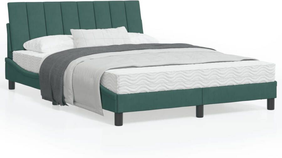 VidaXL Bedframe zonder matras Hanko 140x190 cm fluweel donkergroen - Foto 2