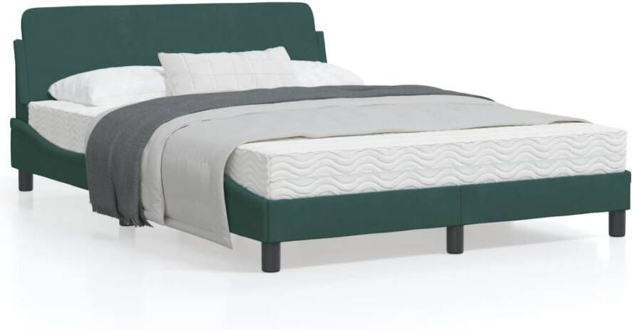 VidaXL -Bedframe-met-hoofdeinde-fluweel-donkergroen-140x200-cm - Foto 3