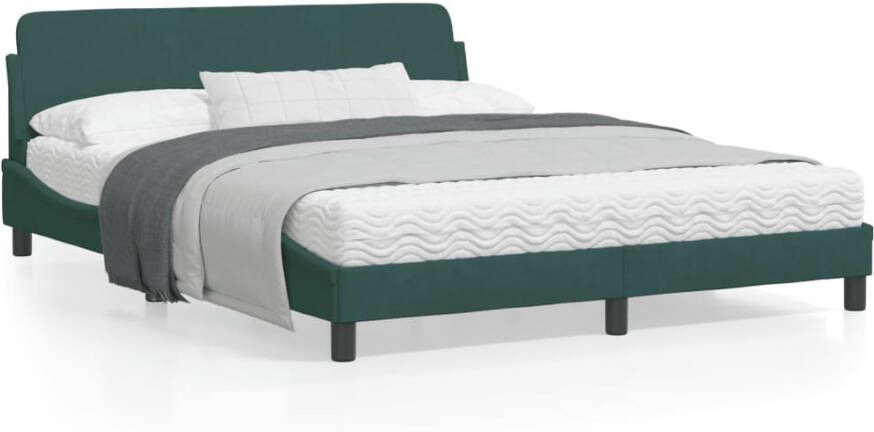 VidaXL -Bedframe-met-hoofdeinde-fluweel-donkergroen-160x200-cm - Foto 3
