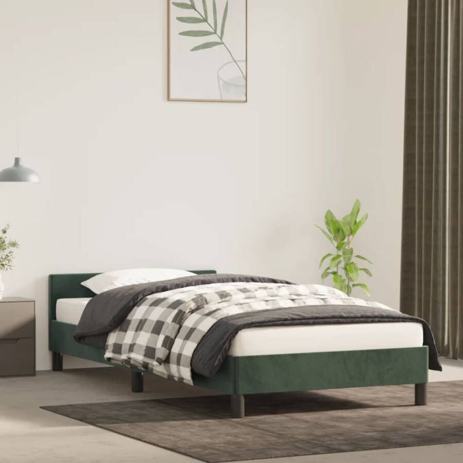 VidaXL -Bedframe-met-hoofdeinde-fluweel-donkergroen-80x200-cm