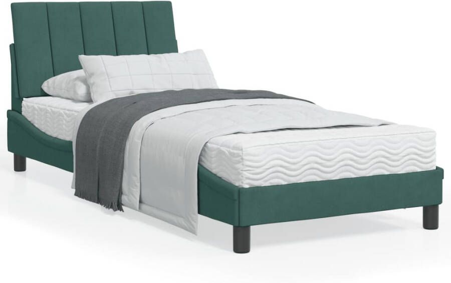 VidaXL Bedframe zonder matras Hanko 90x190 cm fluweel donkergroen - Foto 2