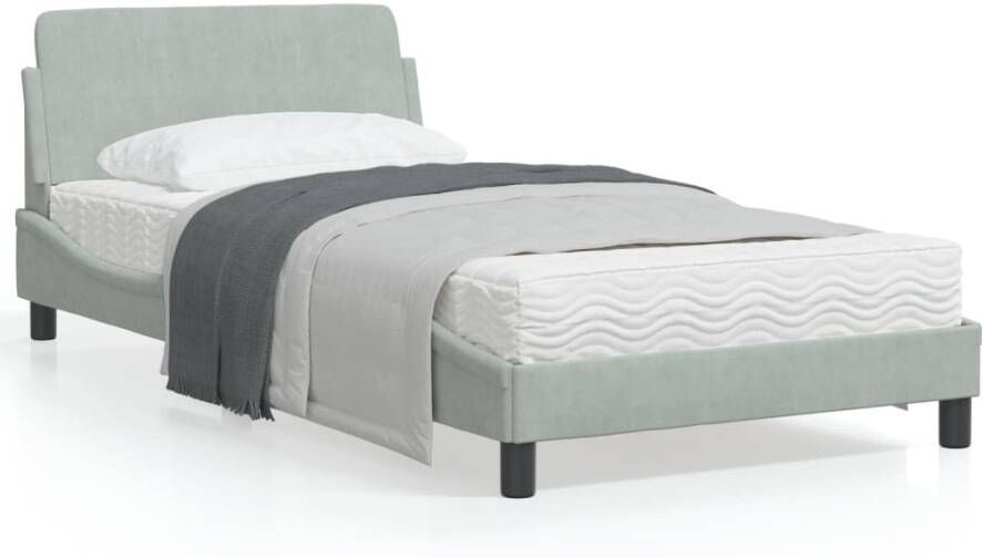 VidaXL -Bedframe-met-hoofdeinde-fluweel-lichtgrijs-100x200-cm - Foto 4