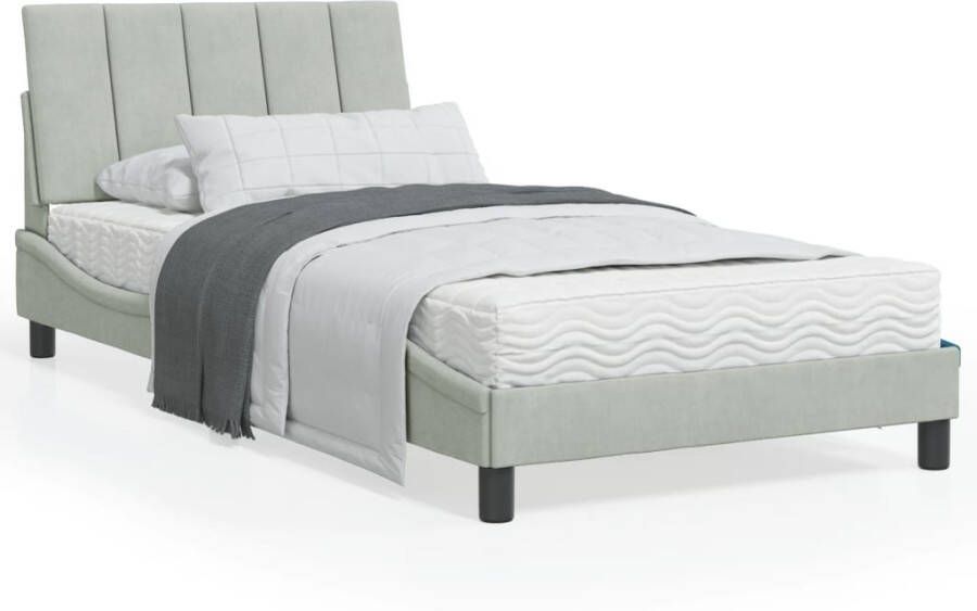VidaXL Bedframe zonder matras Hanko 100x200 cm fluweel lichtgrijs - Foto 2