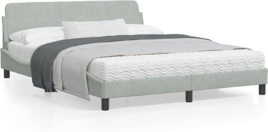 VidaXL -Bedframe-met-hoofdeinde-fluweel-lichtgrijs-160x200-cm - Foto 4