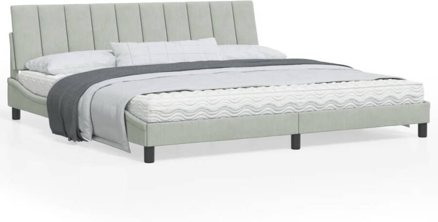 VidaXL Bedframe zonder matras Hanko 200x200 cm fluweel lichtgrijs