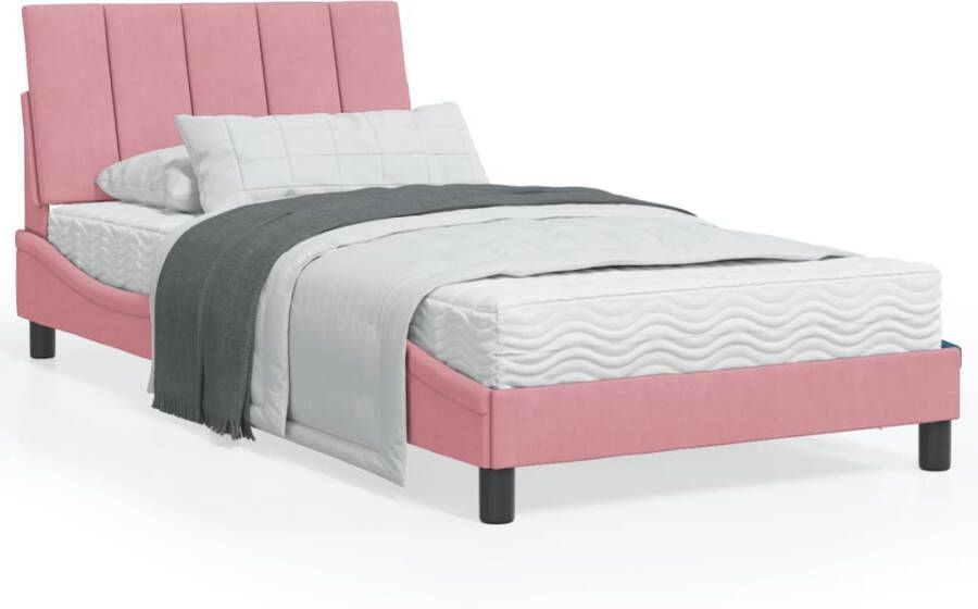 VidaXL Bedframe zonder matras Hanko fluweel roze 100x200 cm - Foto 2