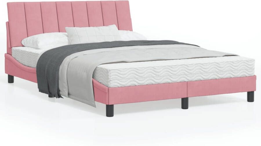 VidaXL Bedframe zonder matras Hanko fluweel roze 140x200 cm