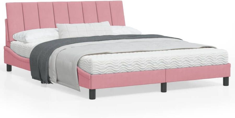 VidaXL Bedframe zonder matras Hanko fluweel roze 160x200 cm