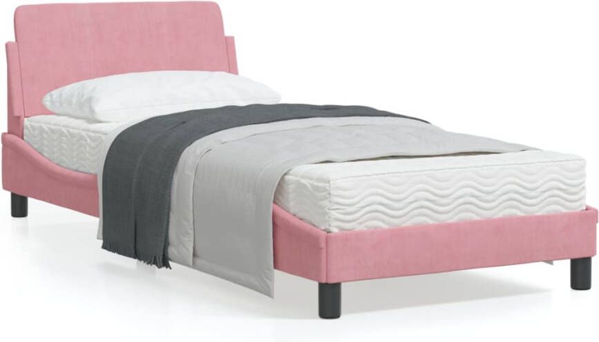 VidaXL -Bedframe-met-hoofdeinde-fluweel-roze-90x190-cm