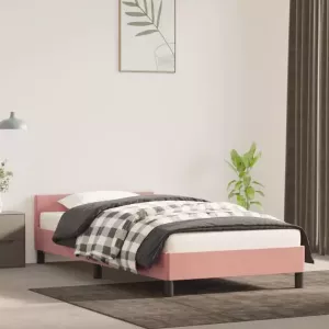 VIDAXL Bedframe met hoofdeinde fluweel roze 90x200 cm