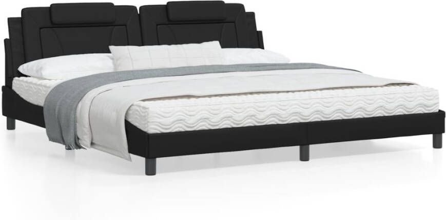 VidaXL Bedframe Viana zonder matras kunstleer zwart 200x200 cm - Foto 2