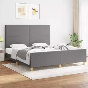 VIDAXL Bedframe met hoofdeinde stof donkergrijs 180x200 cm