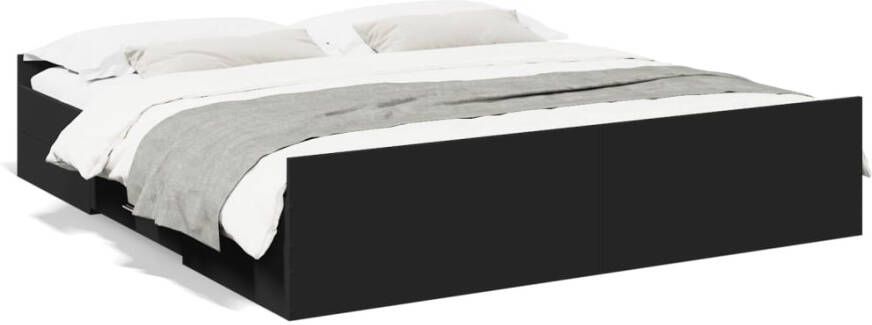 VidaXL -Bedframe-met-lades-bewerkt-hout-zwart-180x200-cm - Foto 3