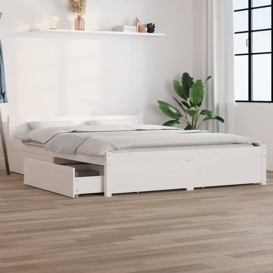 Vida XL Bedframe met lades wit 160x200 cm SKU: V3103524 - Foto 2
