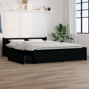 VIDAXL Bedframe met lades zwart 120x200 cm